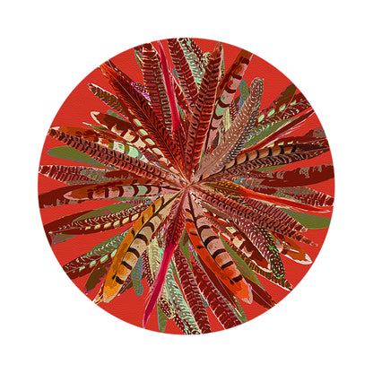 Pheasant Feathers Pumpkin 16&quot; Round Pebble Placemats, Set of 4 - nicolettemayer.com
