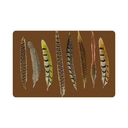 Pheasant Feathers Brown 17.5&quot; Rectangle Pebble Placemat, Set Of 4 - nicolettemayer.com
