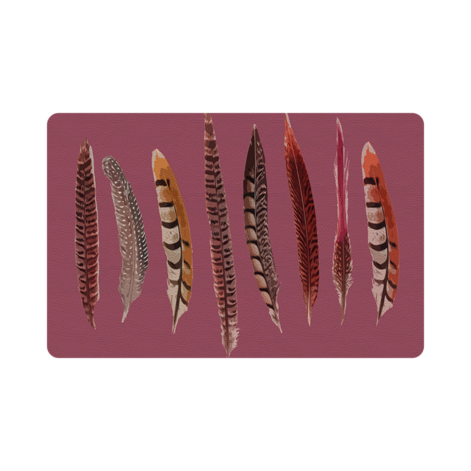 Pheasant Feathers Mauve 17.5&quot; Rectangle Pebble Placemat, Set Of 4 - nicolettemayer.com
