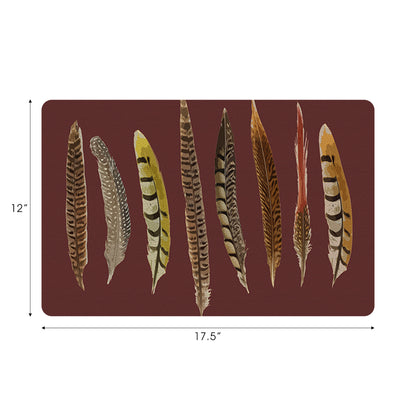 Pheasant Feathers Porto Vegan Leather Rectangle Pebble Placemat