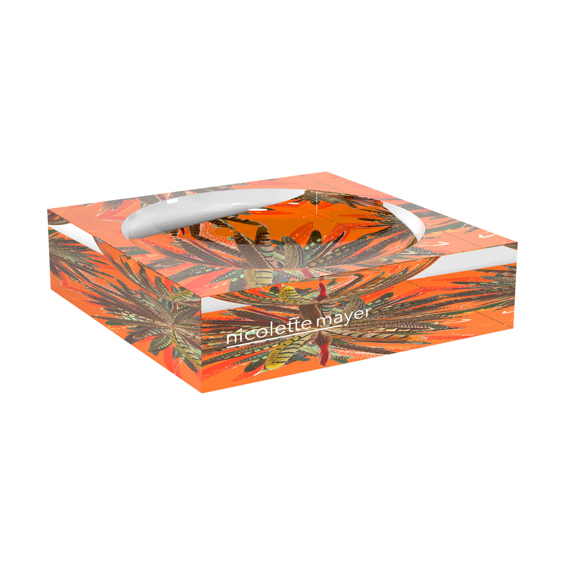 Pheasant Feathers Butternut Acrylic Candy Catchall Dish - nicolettemayer.com