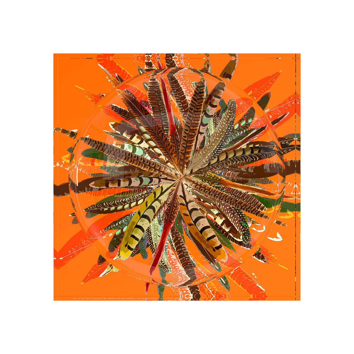 Pheasant Feathers Butternut Acrylic Candy Catchall Dish - nicolettemayer.com
