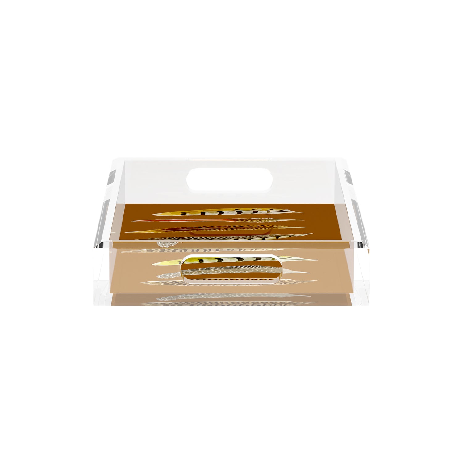 Pheasant Feathers Brown 12.5X7.75 Acrylic Tray - nicolettemayer.com
