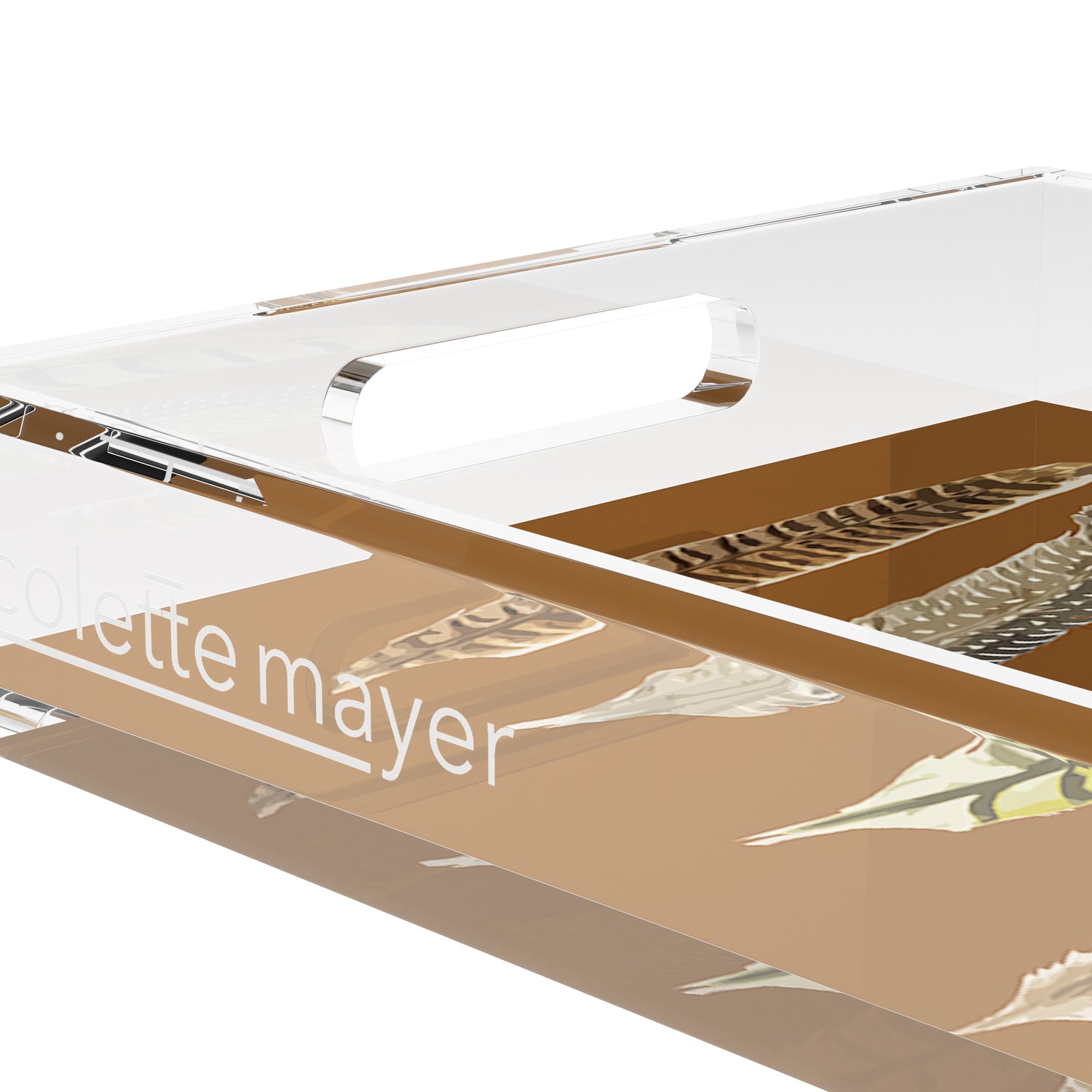 Pheasant Feathers Brown 12.5X7.75 Acrylic Tray - nicolettemayer.com
