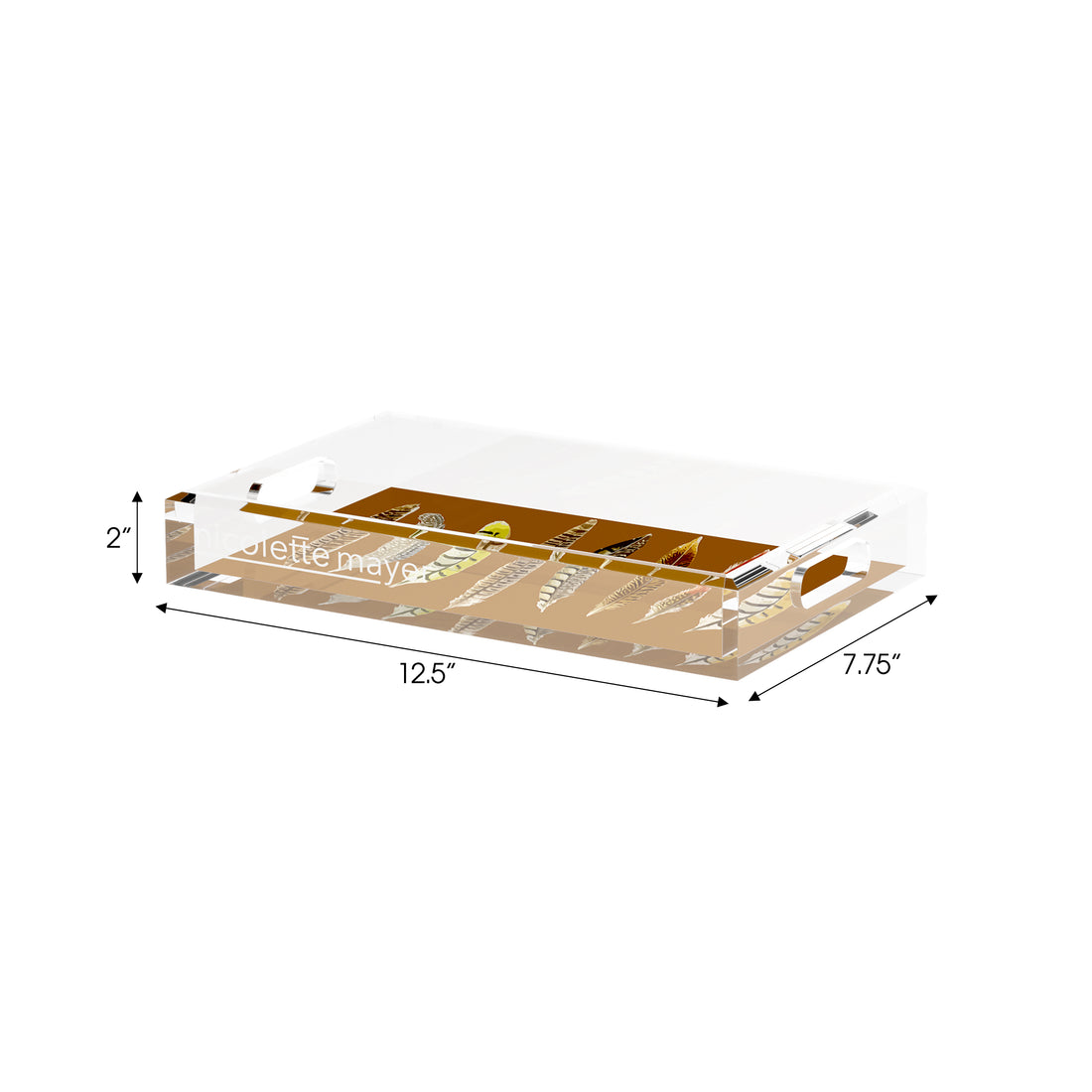 Pheasant Feathers Brown 12.5X7.75 Acrylic Tray - nicolettemayer.com
