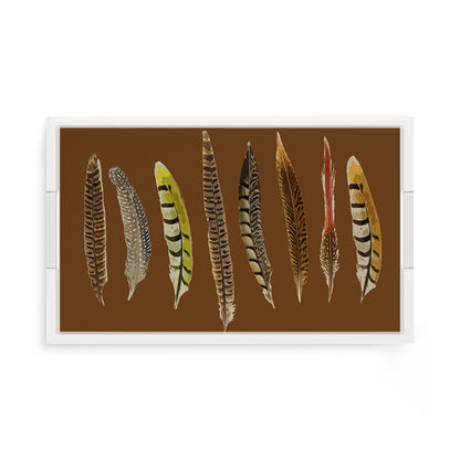 Pheasant Feathers Brown 17X10.5 Acrylic Tray - nicolettemayer.com
