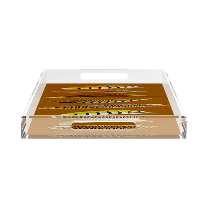 Pheasant Feathers Brown 22.5X14.5 Acrylic Tray - nicolettemayer.com
