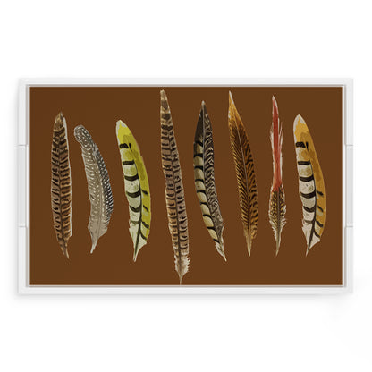 Pheasant Feathers Brown 22.5X14.5 Acrylic Tray - nicolettemayer.com
