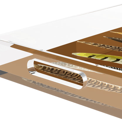 Pheasant Feathers Brown 22.5X14.5 Acrylic Tray - nicolettemayer.com
