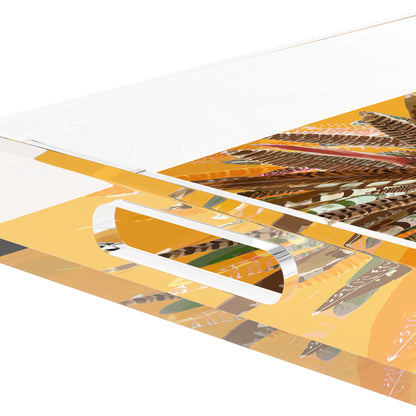 Pheasant Feathers Butternut 17X10.5 Acrylic Tray - nicolettemayer.com
