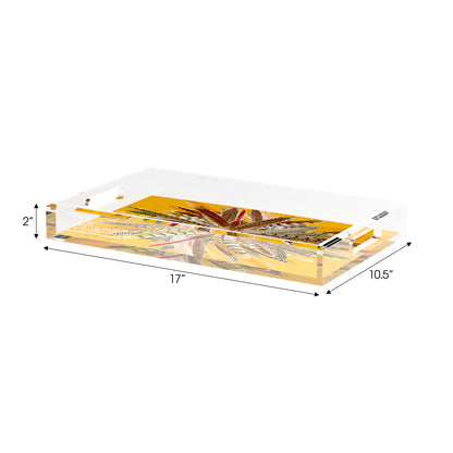 Pheasant Feathers Butternut 17X10.5 Acrylic Tray - nicolettemayer.com
