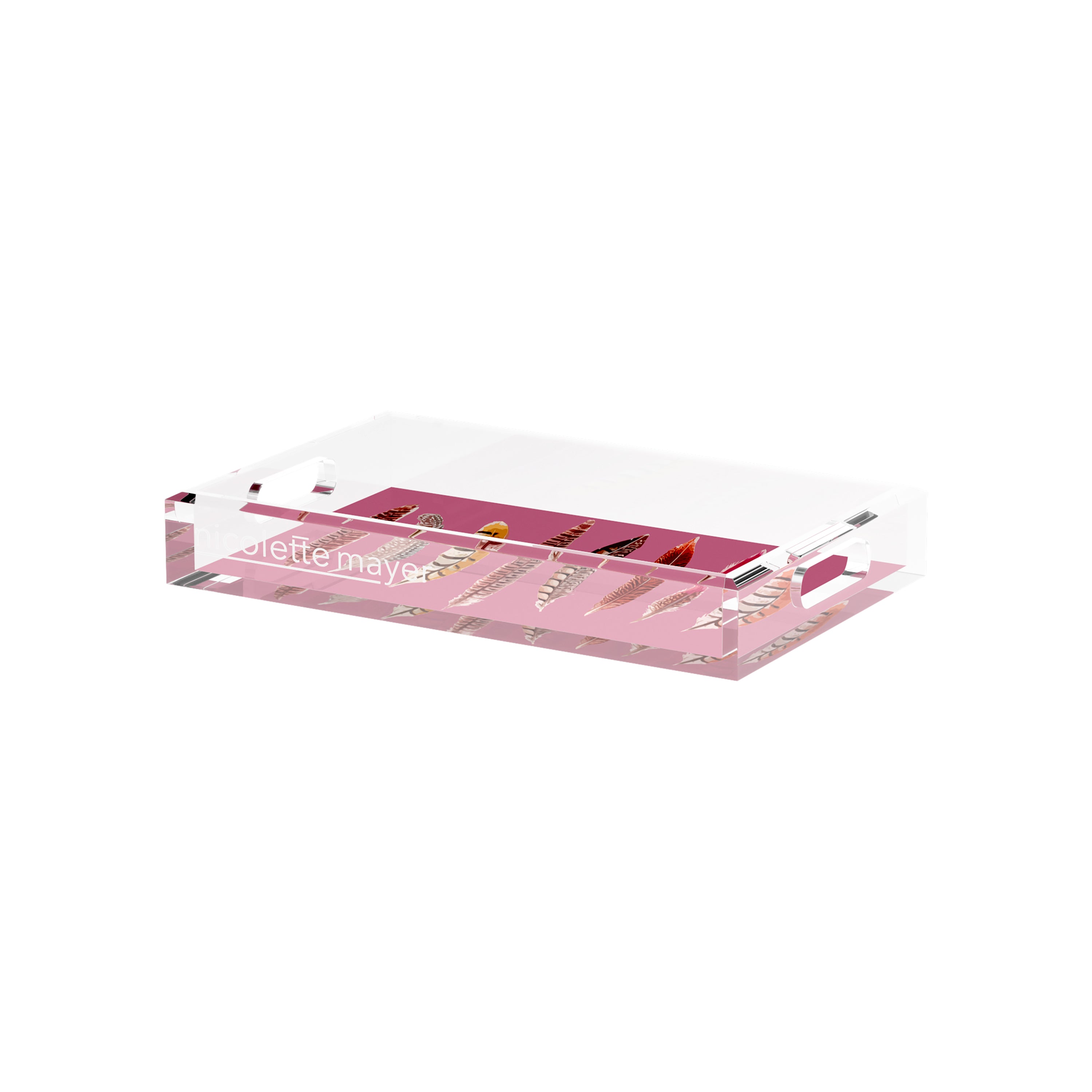Pheasant Feathers Mauve 12.5X7.75 Acrylic Tray - nicolettemayer.com
