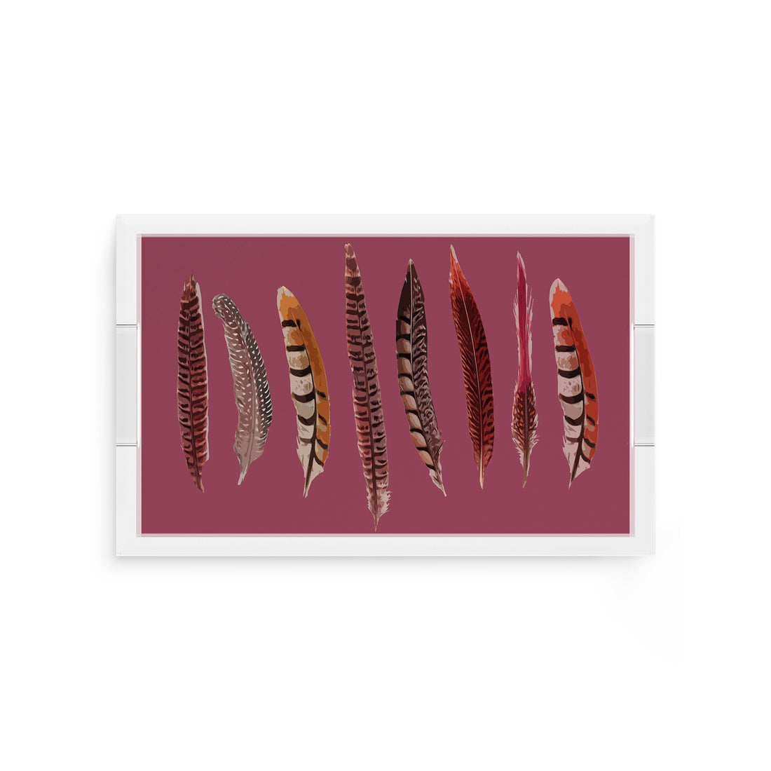 Pheasant Feathers Mauve 12.5X7.75 Acrylic Tray - nicolettemayer.com
