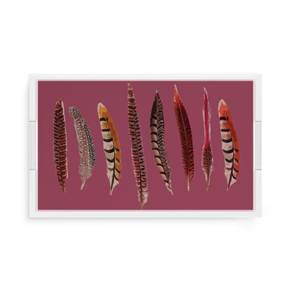 Pheasant Feathers Mauve 17X10.5 Acrylic Tray - nicolettemayer.com
