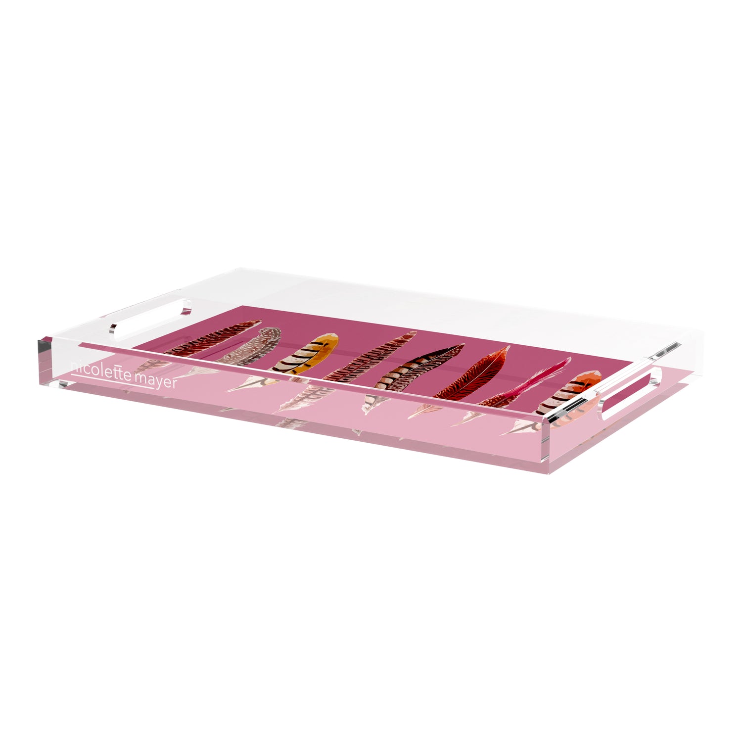 Pheasant Feathers Mauve 22.5X14.5 Acrylic Tray - nicolettemayer.com
