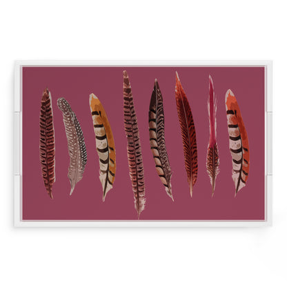 Pheasant Feathers Mauve 22.5X14.5 Acrylic Tray - nicolettemayer.com
