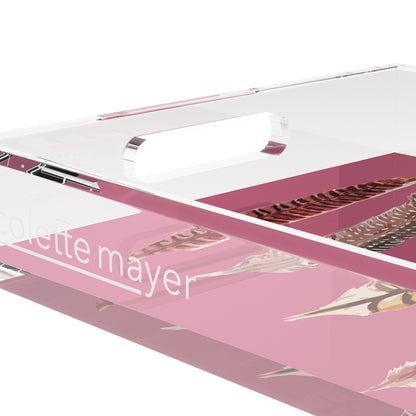 Pheasant Feathers Mauve 22.5X14.5 Acrylic Tray - nicolettemayer.com
