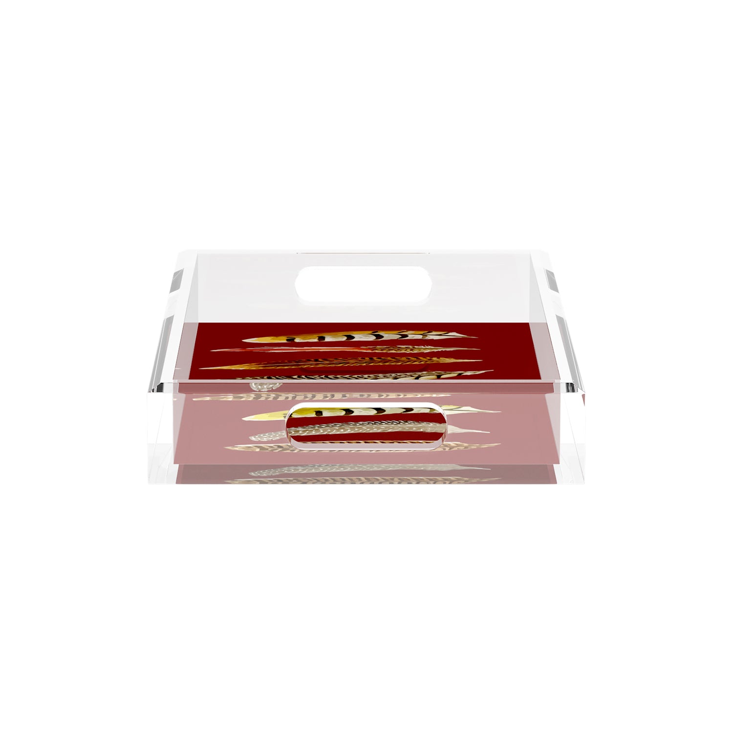 Pheasant Feathers Porto 12.5X7.75 Acrylic Tray - nicolettemayer.com
