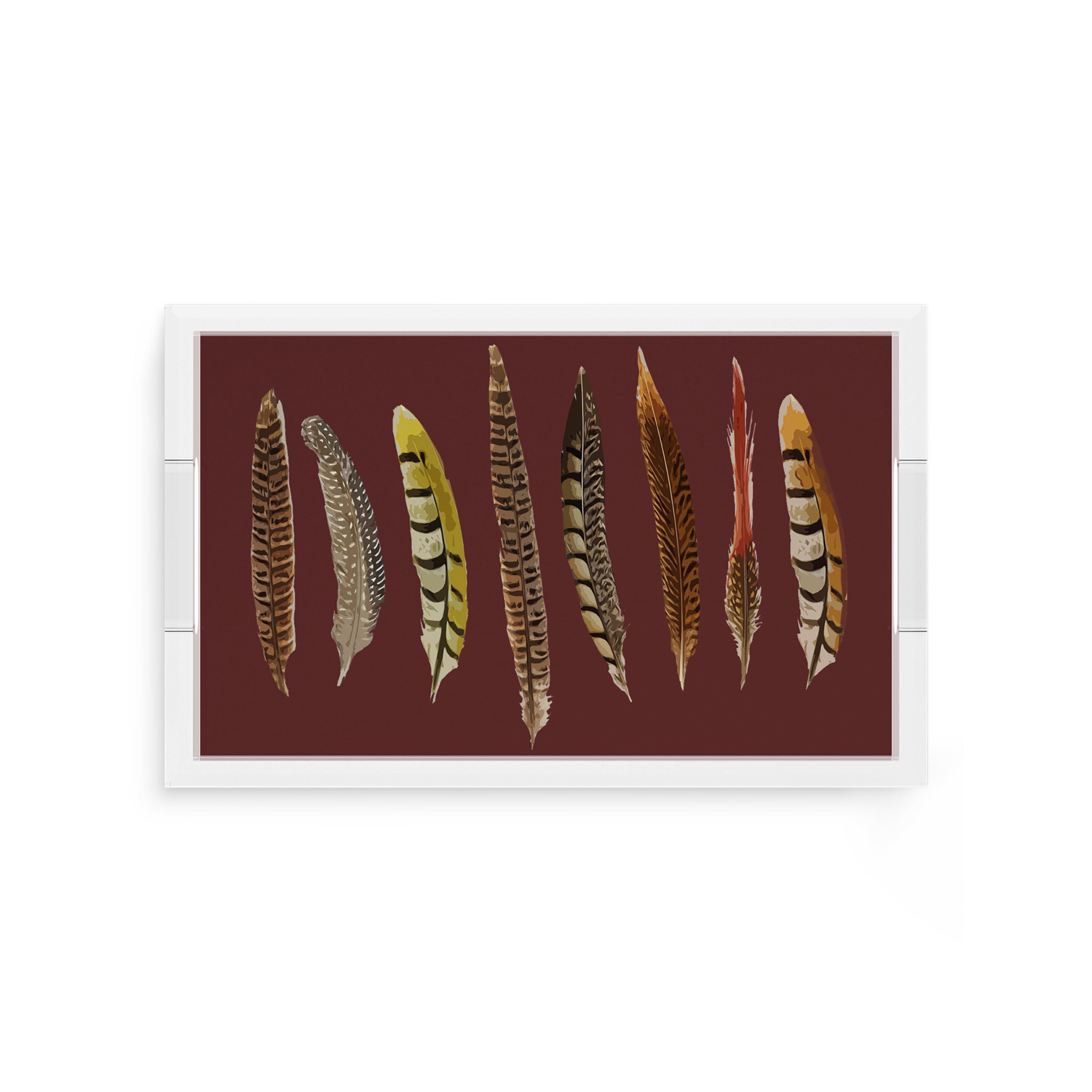 Pheasant Feathers Porto 12.5X7.75 Acrylic Tray - nicolettemayer.com
