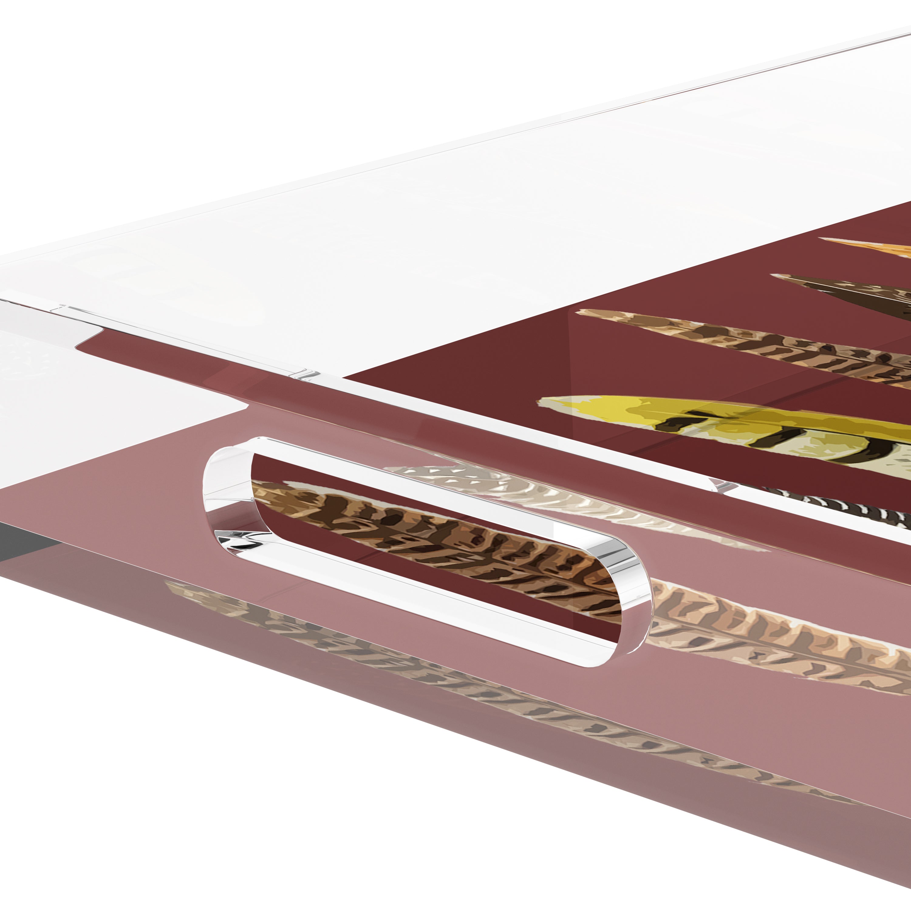 Pheasant Feathers Porto 12.5X7.75 Acrylic Tray - nicolettemayer.com

