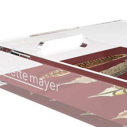 Pheasant Feathers Porto 12.5X7.75 Acrylic Tray - nicolettemayer.com

