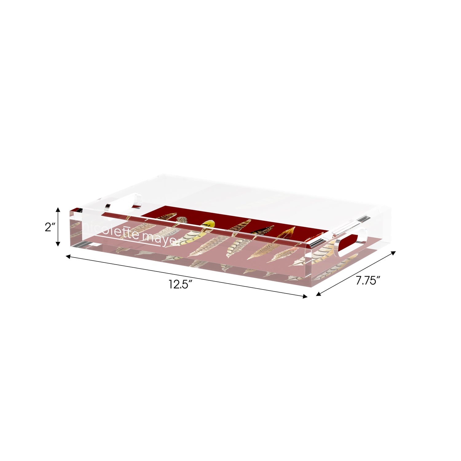 Pheasant Feathers Porto 12.5X7.75 Acrylic Tray - nicolettemayer.com
