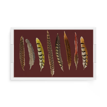 Pheasant Feathers Porto 17X10.5 Acrylic Tray - nicolettemayer.com
