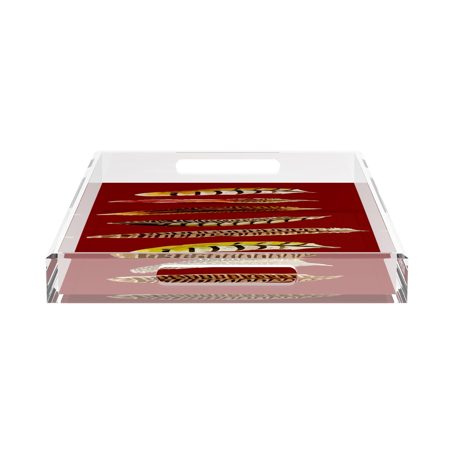 Pheasant Feathers Porto 22.5X14.5 Acrylic Tray - nicolettemayer.com
