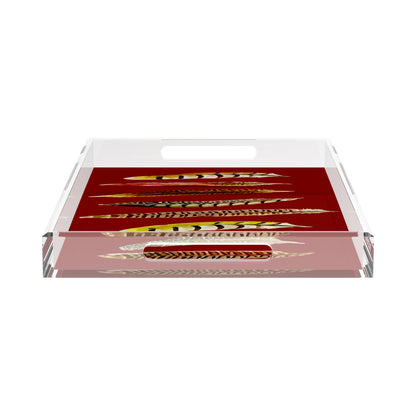 Pheasant Feathers Porto 22.5X14.5 Acrylic Tray - nicolettemayer.com
