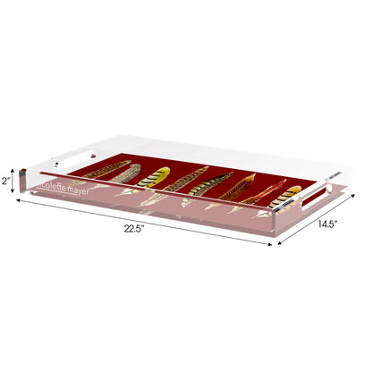 Pheasant Feathers Porto 22.5X14.5 Acrylic Tray - nicolettemayer.com
