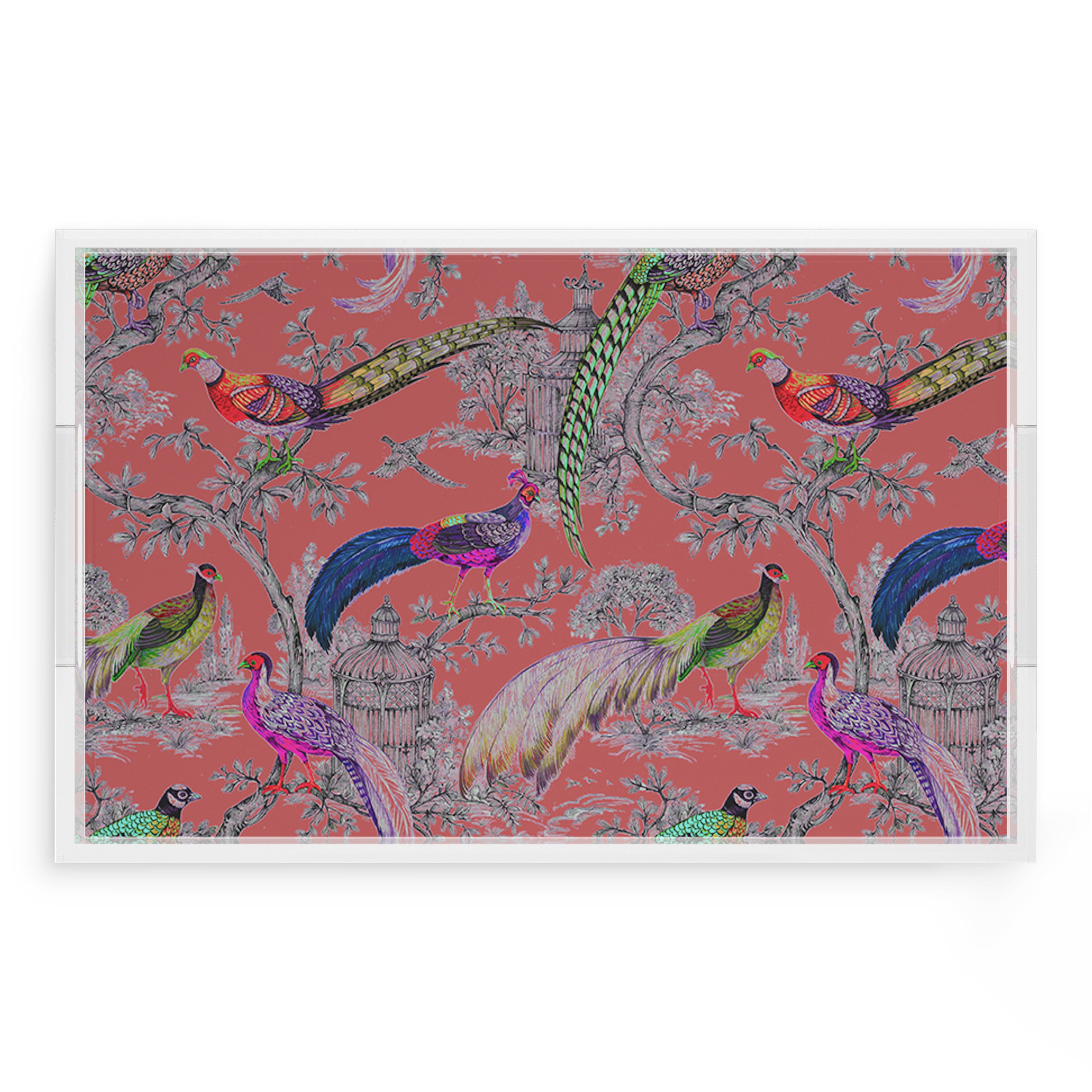 Pheasant Sauvage Loire 22.5X14.5 Acrylic Tray - nicolettemayer.com
