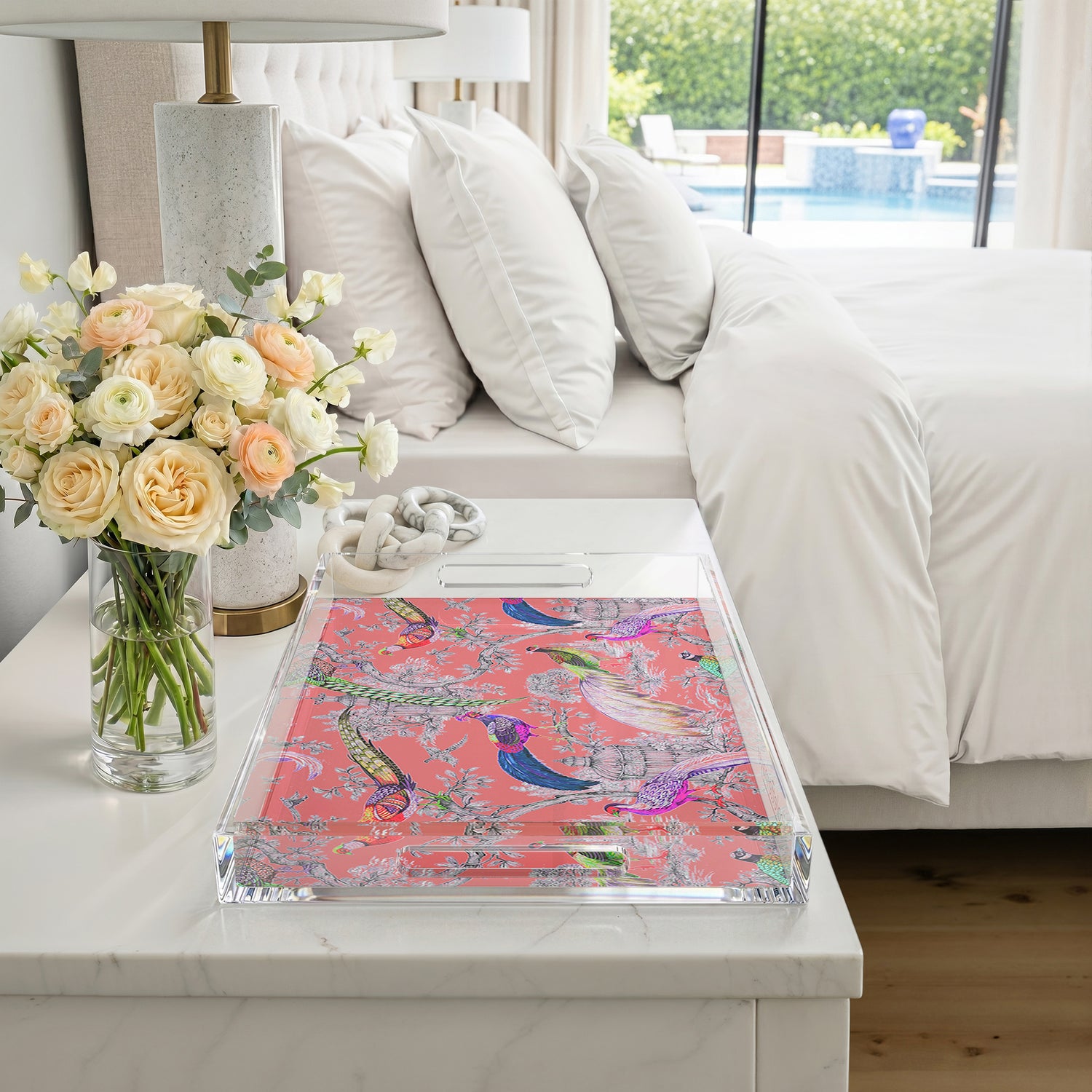 Pheasant Sauvage Loire 22.5X14.5 Acrylic Tray - nicolettemayer.com
