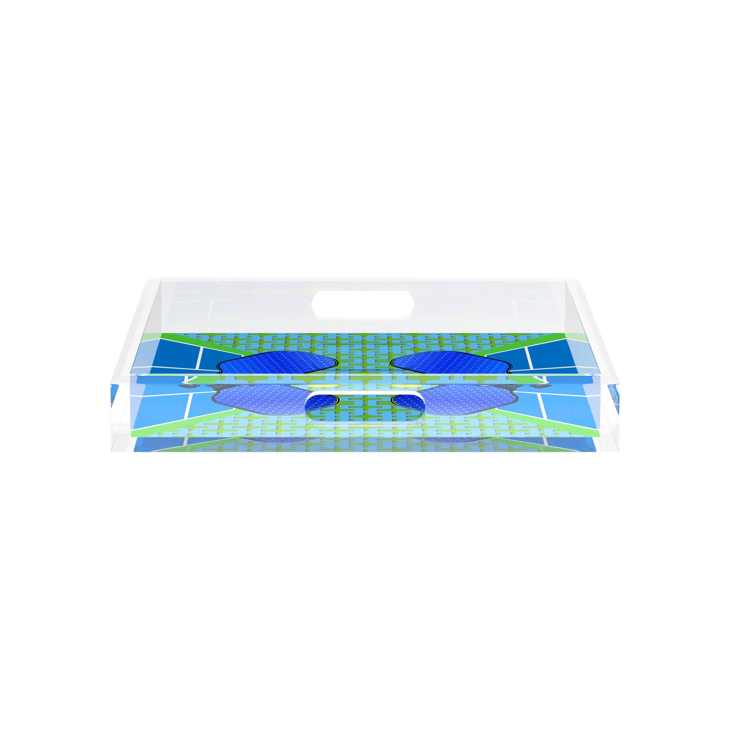 Pickelball Anyone Blue Green 12X12 Acrylic Tray - nicolettemayer.com 