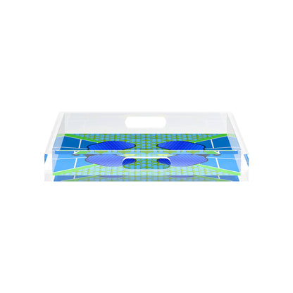 Pickelball Anyone Blue Green 12X12 Acrylic Tray - nicolettemayer.com 