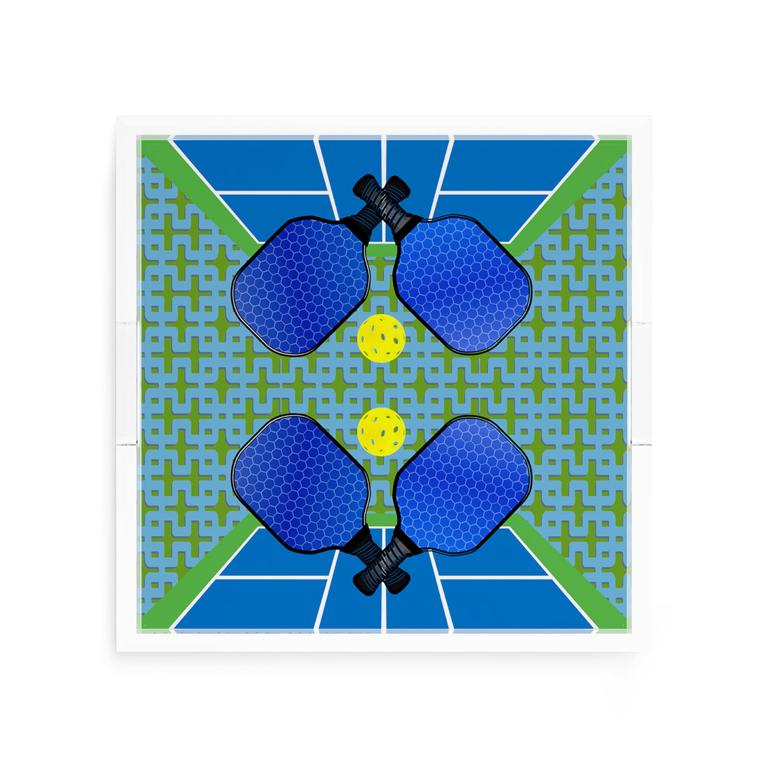 Pickelball Anyone Blue Green 12X12 Acrylic Tray - nicolettemayer.com 