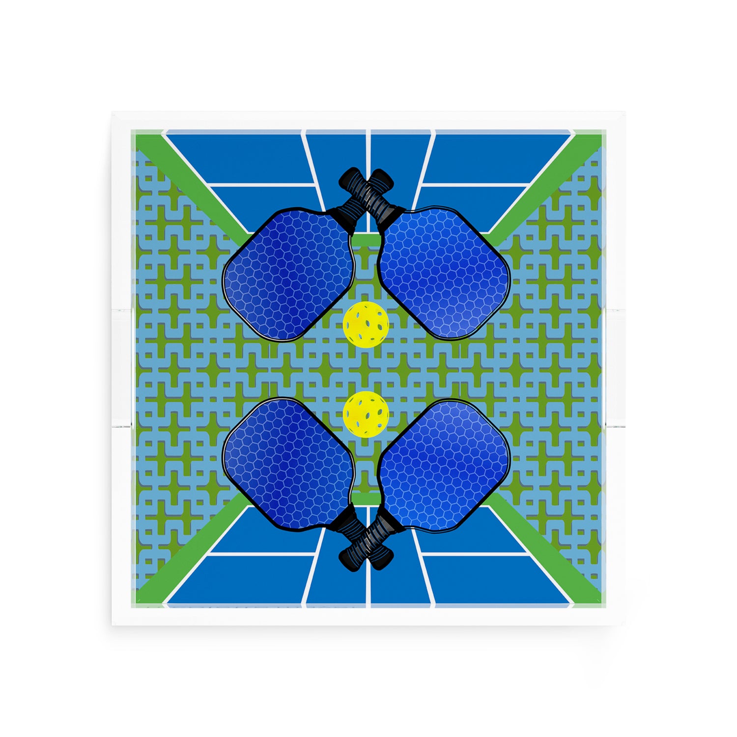 Pickelball Anyone Blue Green 12X12 Acrylic Tray - nicolettemayer.com 