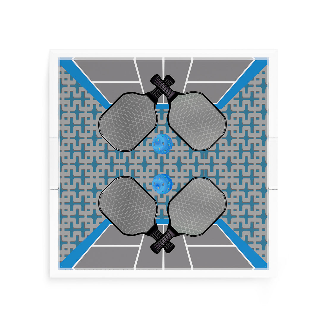 Pickelball Anyone Silver Blue 12X12 Acrylic Tray - nicolettemayer.com 