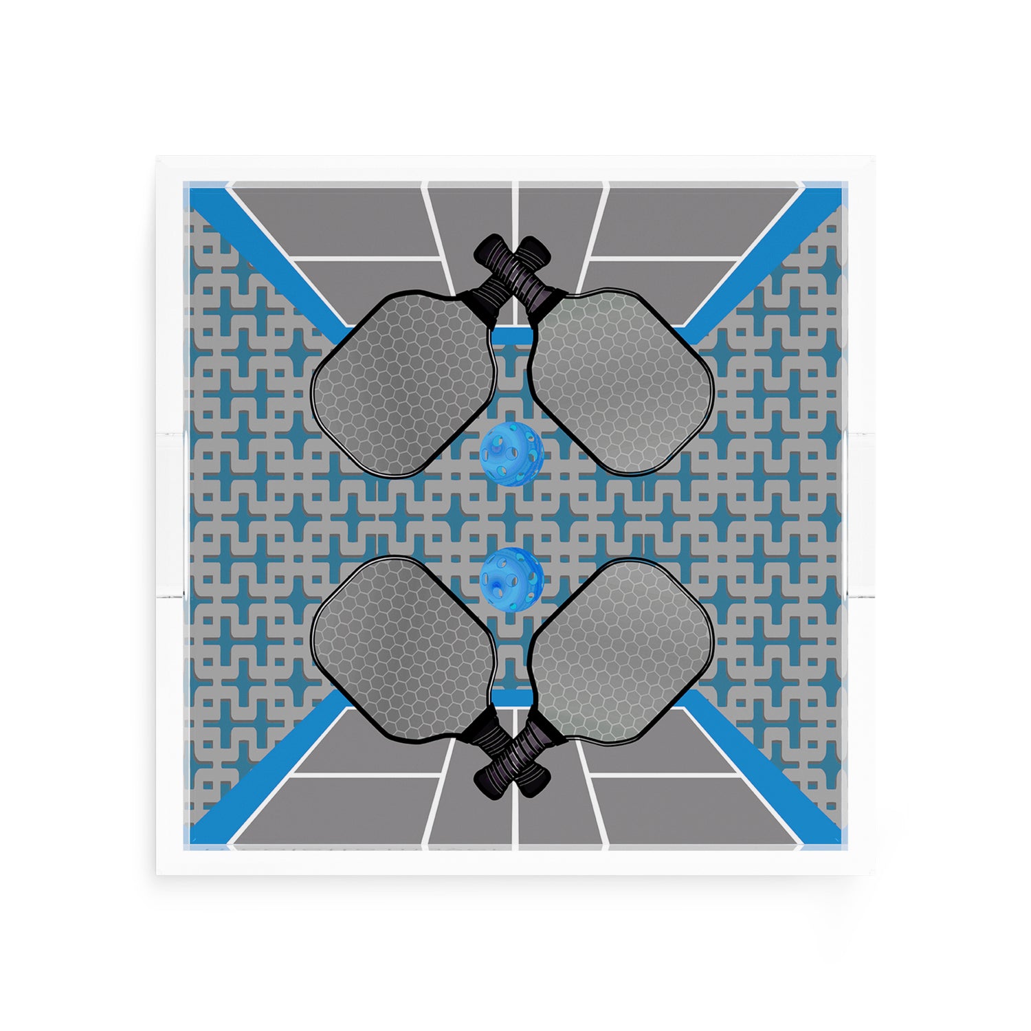 Pickelball Anyone Silver Blue 12X12 Acrylic Tray - nicolettemayer.com 