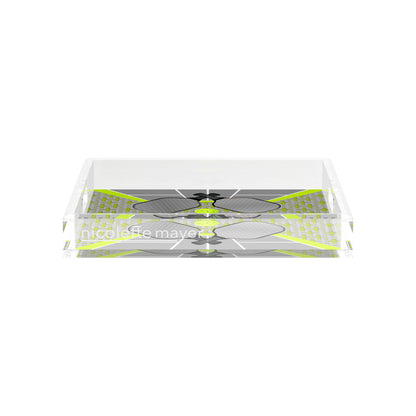 Pickelball Anyone Silver Lime 12X12 Acrylic Tray - nicolettemayer.com 