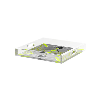 Pickelball Anyone Silver Lime 12X12 Acrylic Tray - nicolettemayer.com 