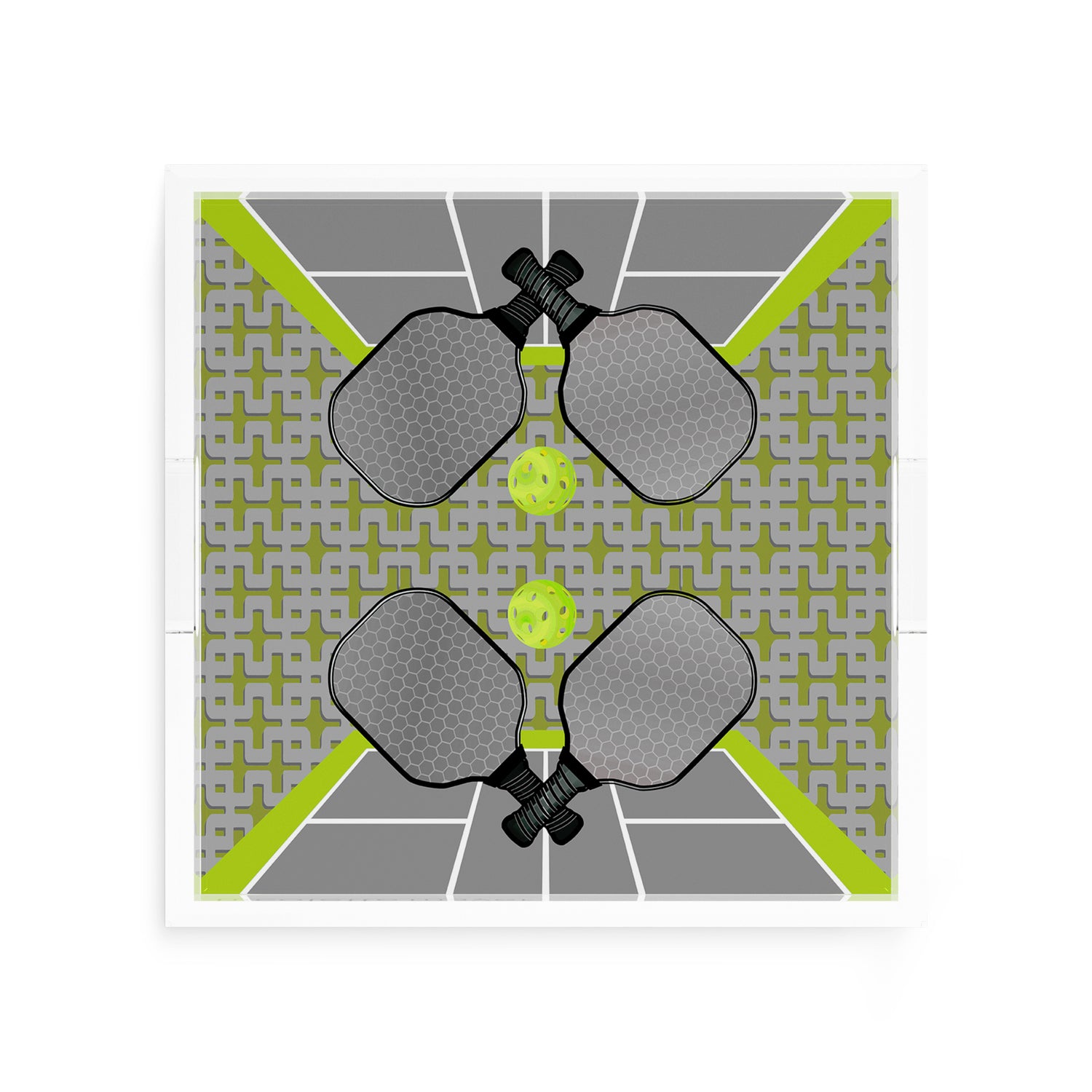 Pickelball Anyone Silver Lime 12X12 Acrylic Tray - nicolettemayer.com 