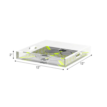 Pickelball Anyone Silver Lime 12X12 Acrylic Tray - nicolettemayer.com 