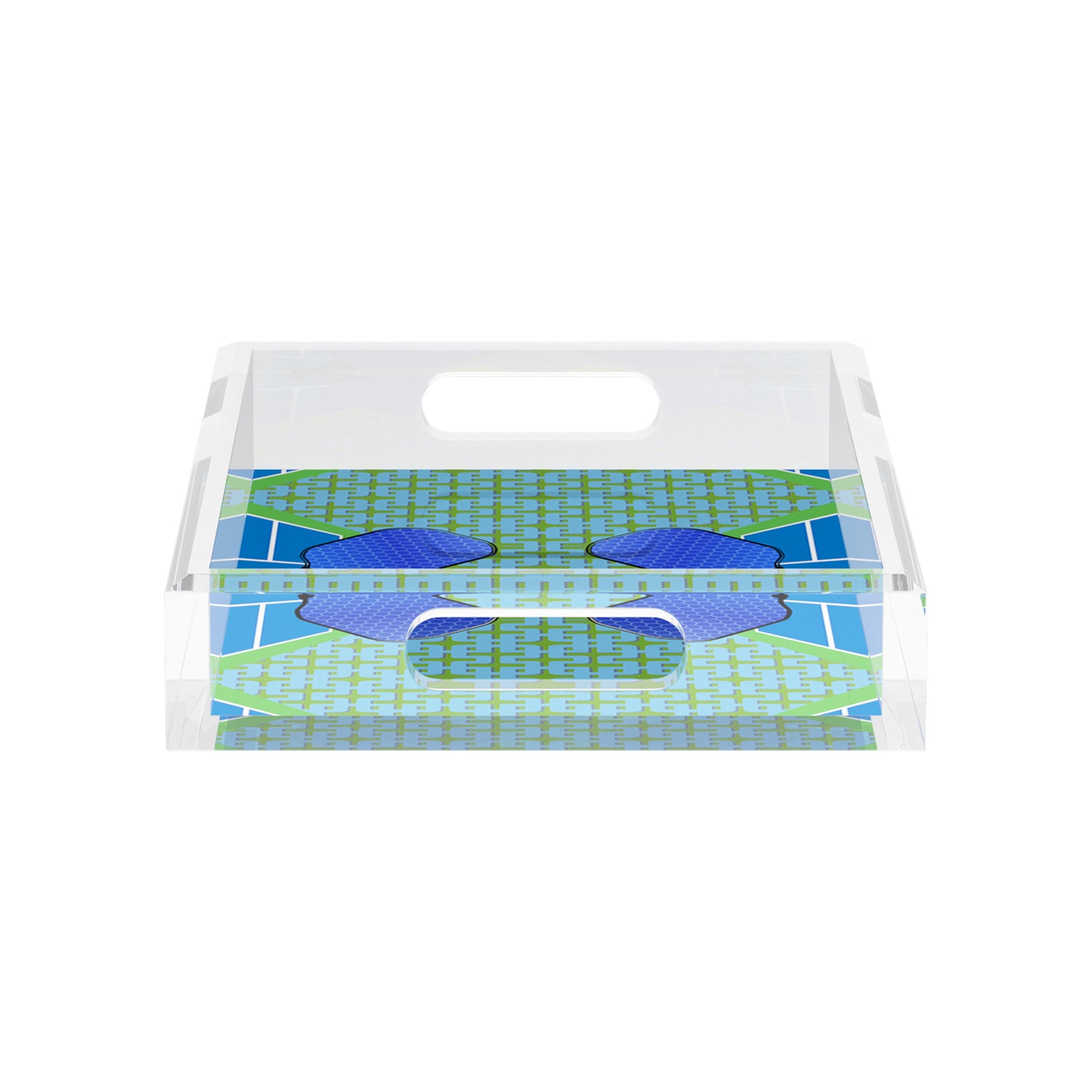 Pickelball Anyone Blue Green  12.5x7.75 Acrylic Tray - nicolettemayer.com 
