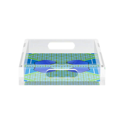 Pickelball Anyone Blue Green  12.5x7.75 Acrylic Tray - nicolettemayer.com 