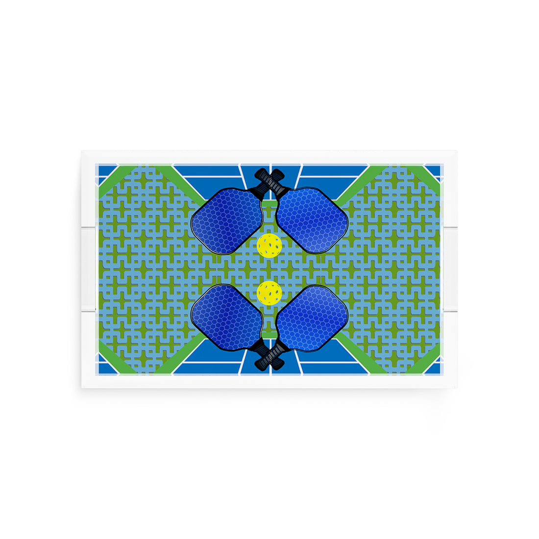 Pickelball Anyone Blue Green  12.5x7.75 Acrylic Tray - nicolettemayer.com 