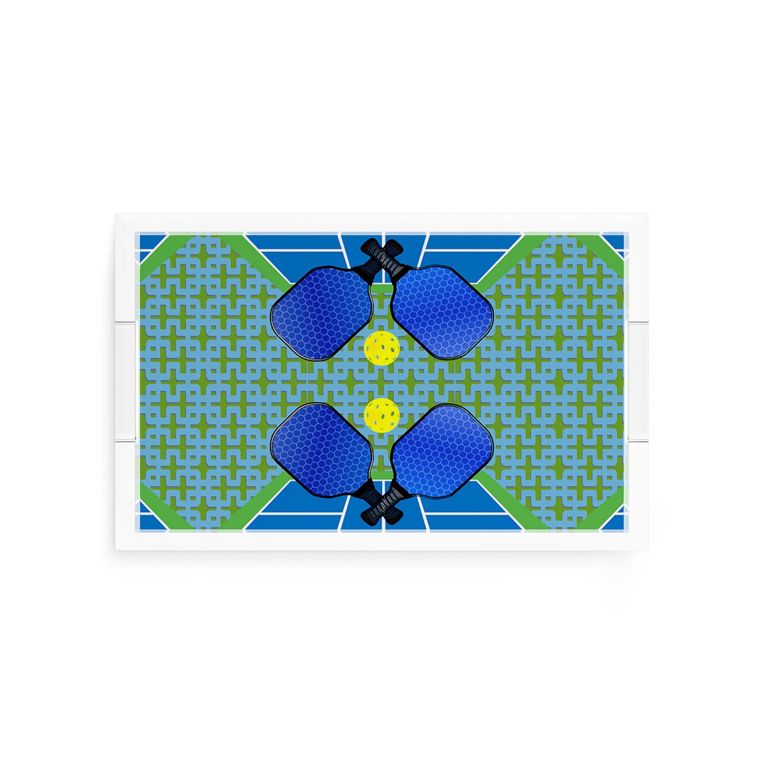 Pickelball Anyone Blue Green  12.5x7.75 Acrylic Tray - nicolettemayer.com 