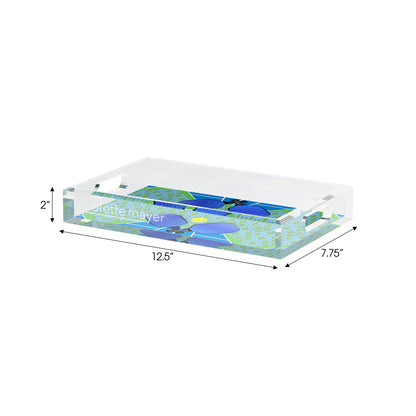 Pickelball Anyone Blue Green  Set of 3 Acrylic Tray - nicolettemayer.com 