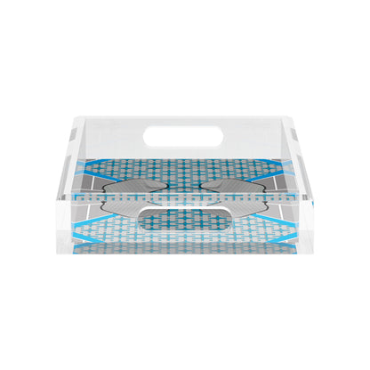 Pickelball Anyone Silver Blue  12.5x7.75 Acrylic Tray - nicolettemayer.com 