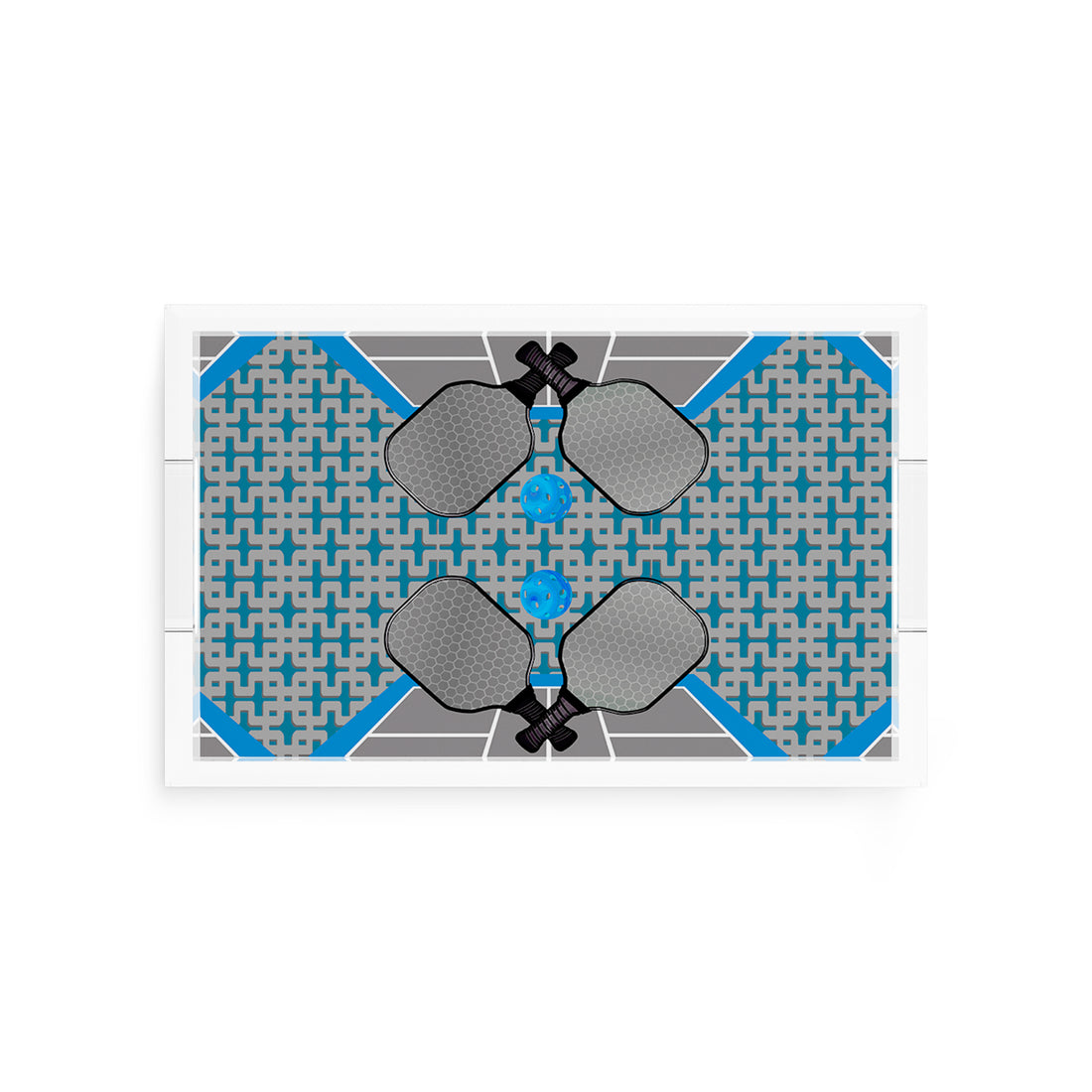 Pickelball Anyone Silver Blue  12.5x7.75 Acrylic Tray - nicolettemayer.com 