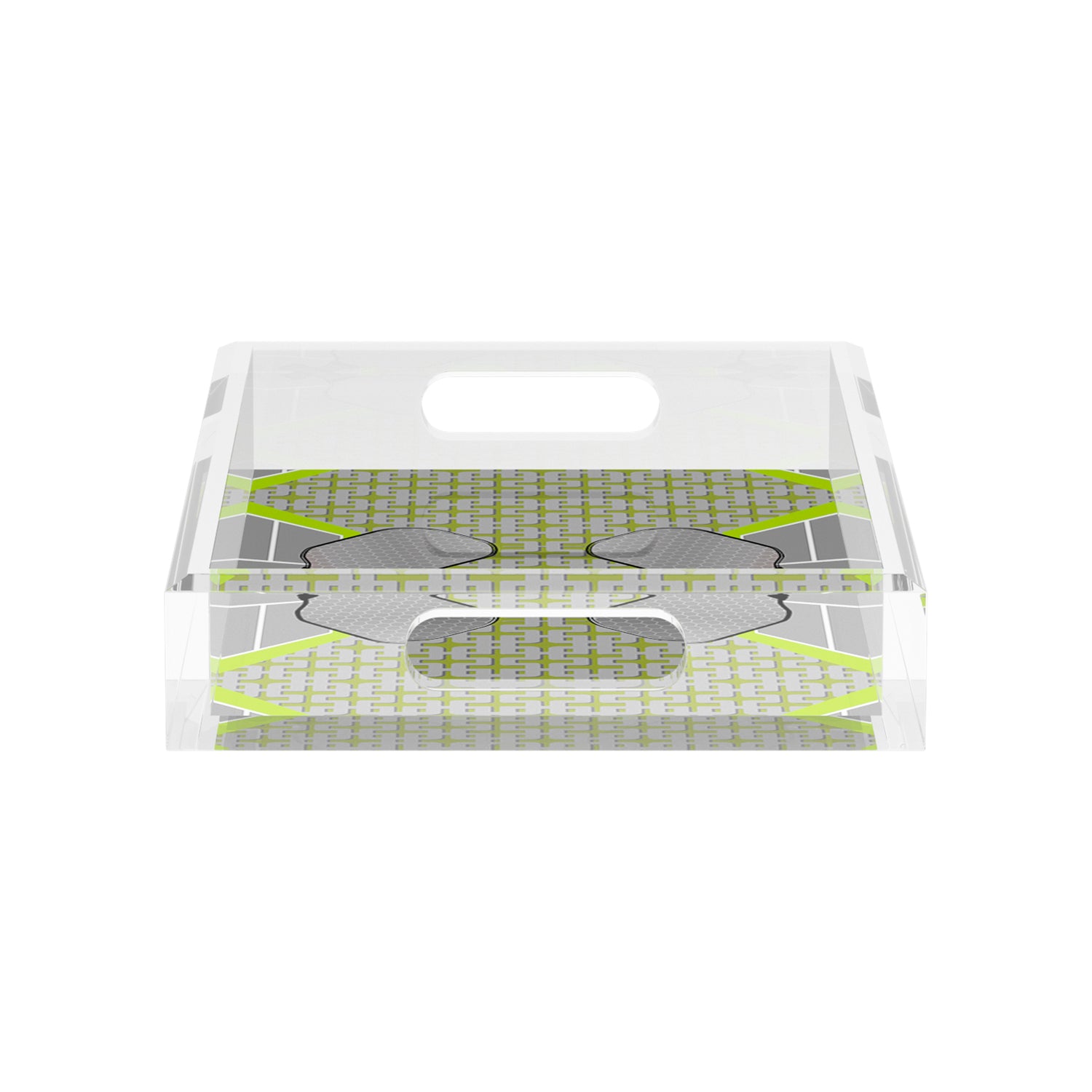 Pickelball Anyone Silver Lime  12.5x7.75 Acrylic Tray - nicolettemayer.com 